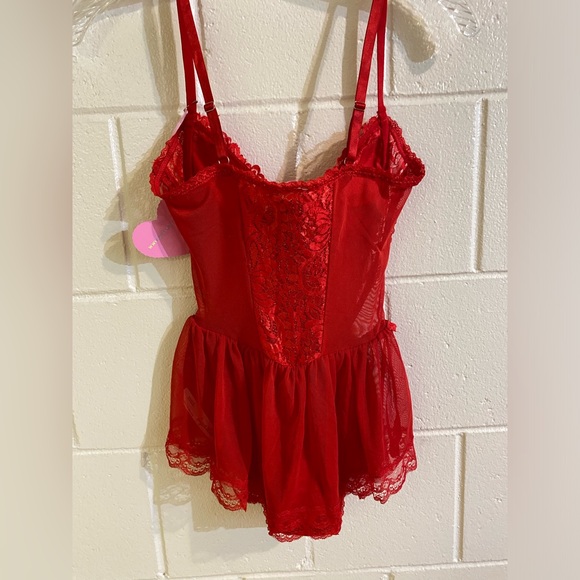 Dolls Kill Sugar Thrillz “Spoiled But Not Rotten” red goth lace lingerie teddy - Picture 5 of 13